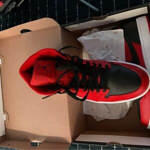 Jordan Black and Red Athletic Shoes